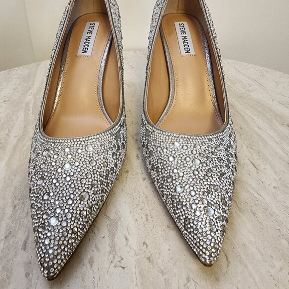 Steve Madden Womens Classie Pointed-Toe St Crystal Rhinestone - B040 - Picture 1 of 11